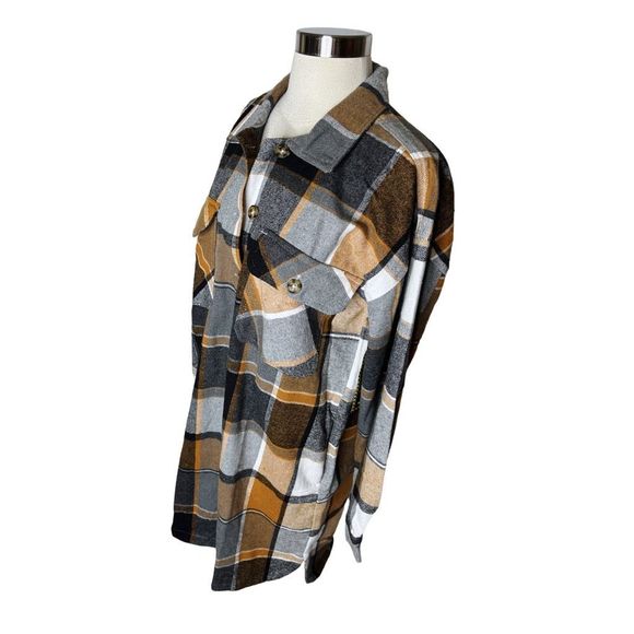 Taxi Premium Flannel Plaid Button Down Shirt Dress - Size XL - Picture 2 of 4